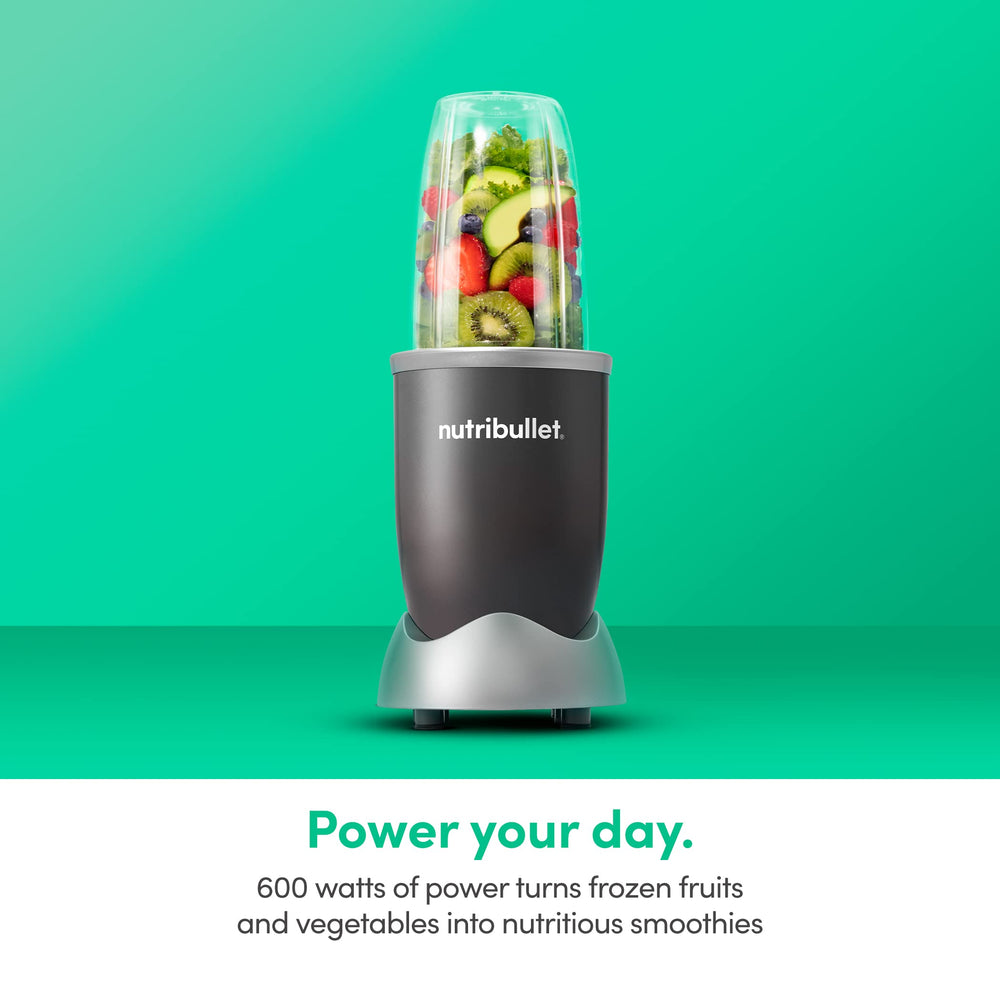 NutriBullet mid-blend with fruits for fast blending and smooth texture benefit