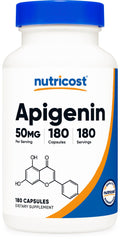 Nutricost bottle front label showing apigenin supplement and strengths