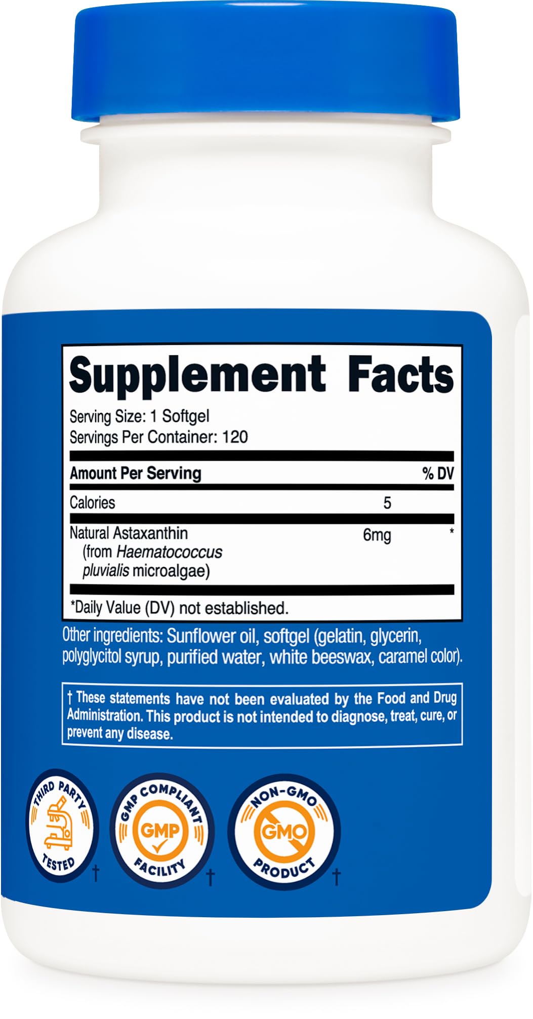 Nutricost ingredients panel close-up showing microalgae source and testing info