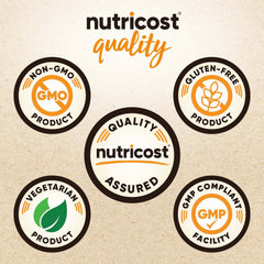 Nutricost scoop measuring powder inside jar demonstrating convenient serving control