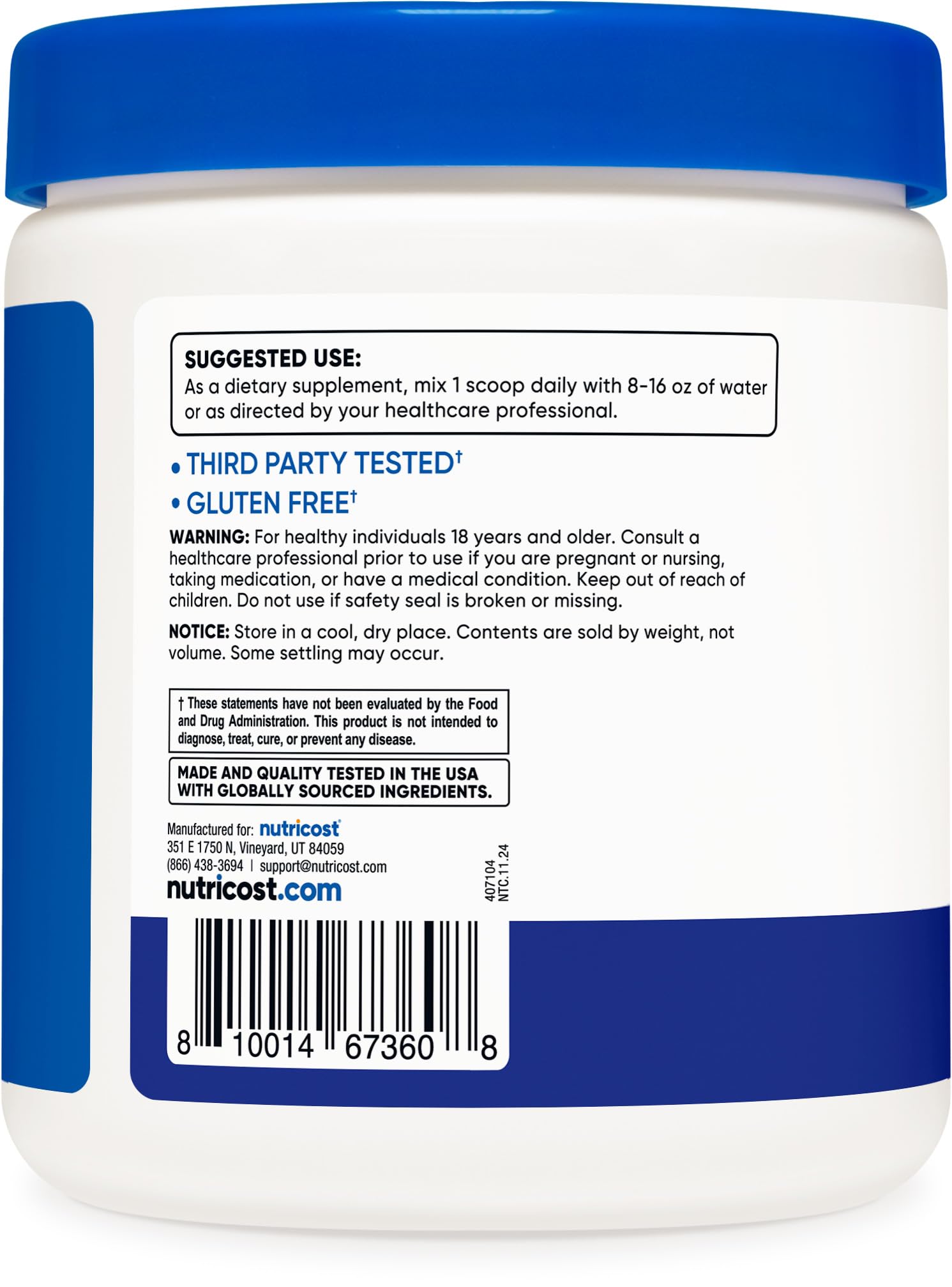 Nutricost scoop of powder on spoon showing precise serving control