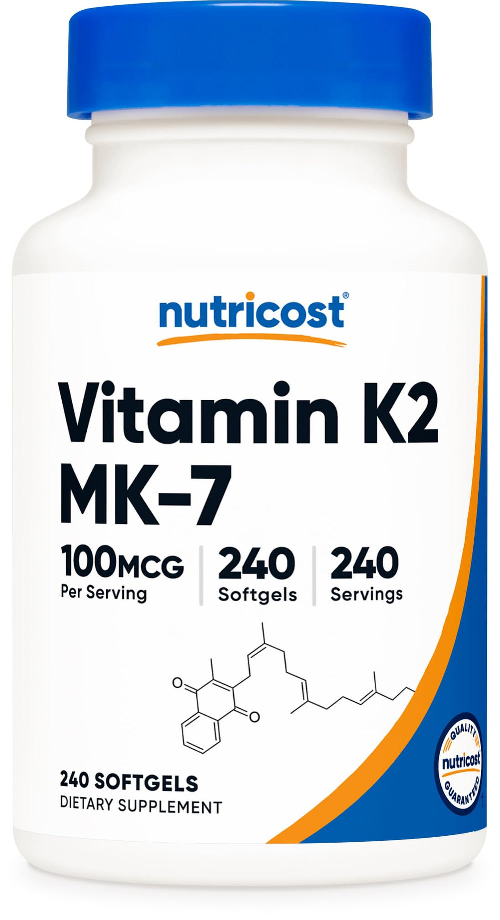 Nutricost bottle front view showing 240 softgels and product name for easy identification