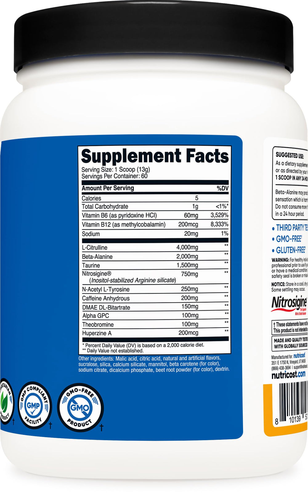 Nutricost container next to gym accessories suggesting boost for workouts