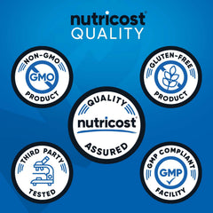 Nutricost open bottle with capsules spilling, showing long-lasting 500 capsule supply