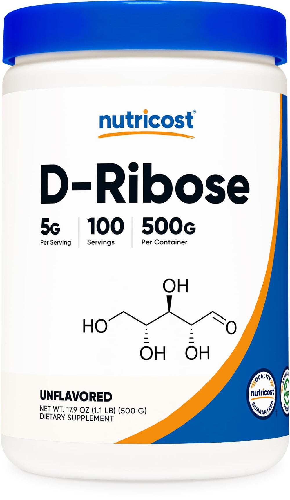 Nutricost jar front packaging showing label and serving info for reliable dosing