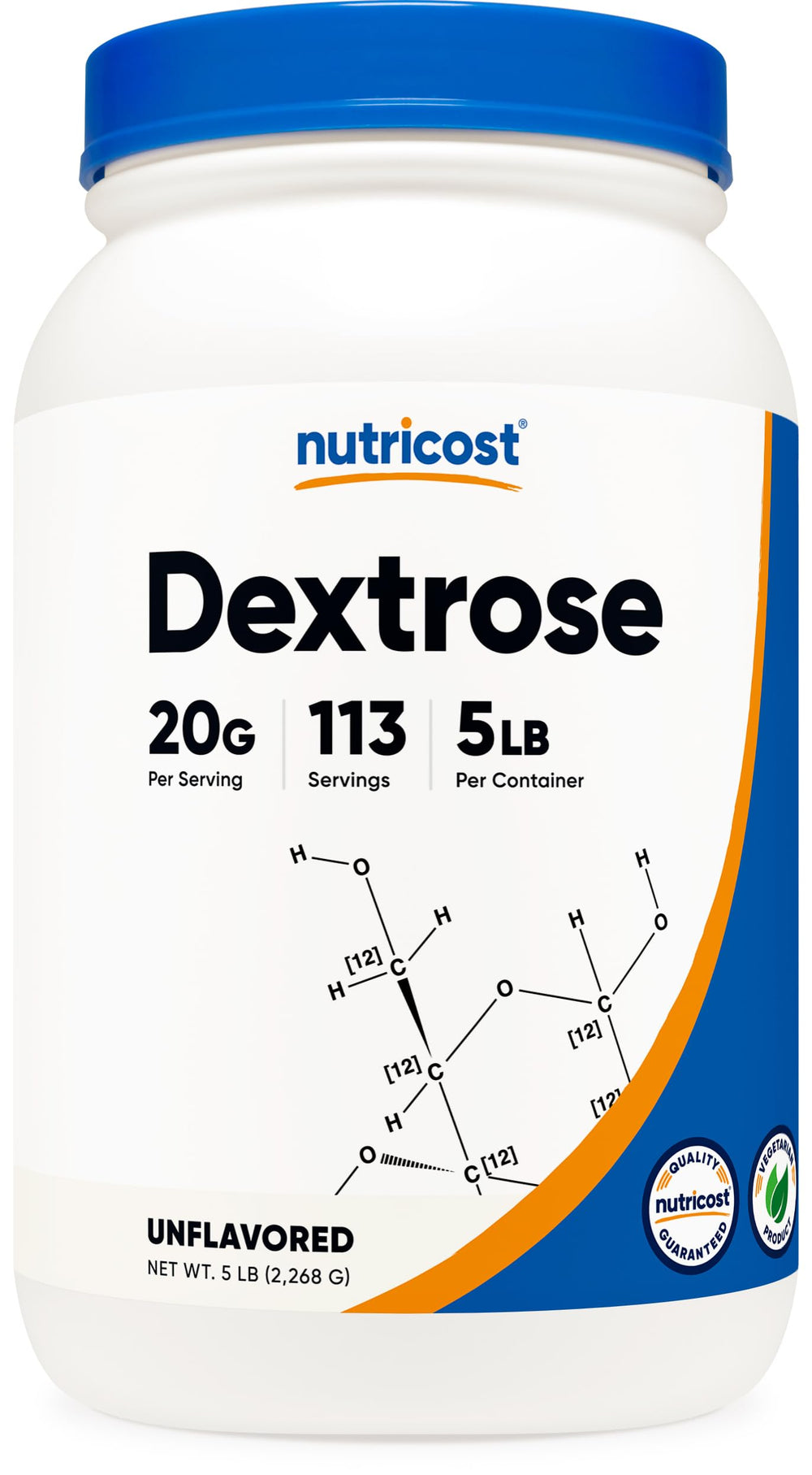 Nutricost dextrose front packaging showing label and size for confident purchase