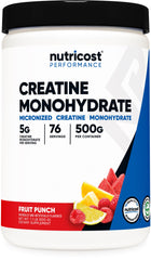 Nutricost front packaging showing fruit punch tub and label benefit clarity
