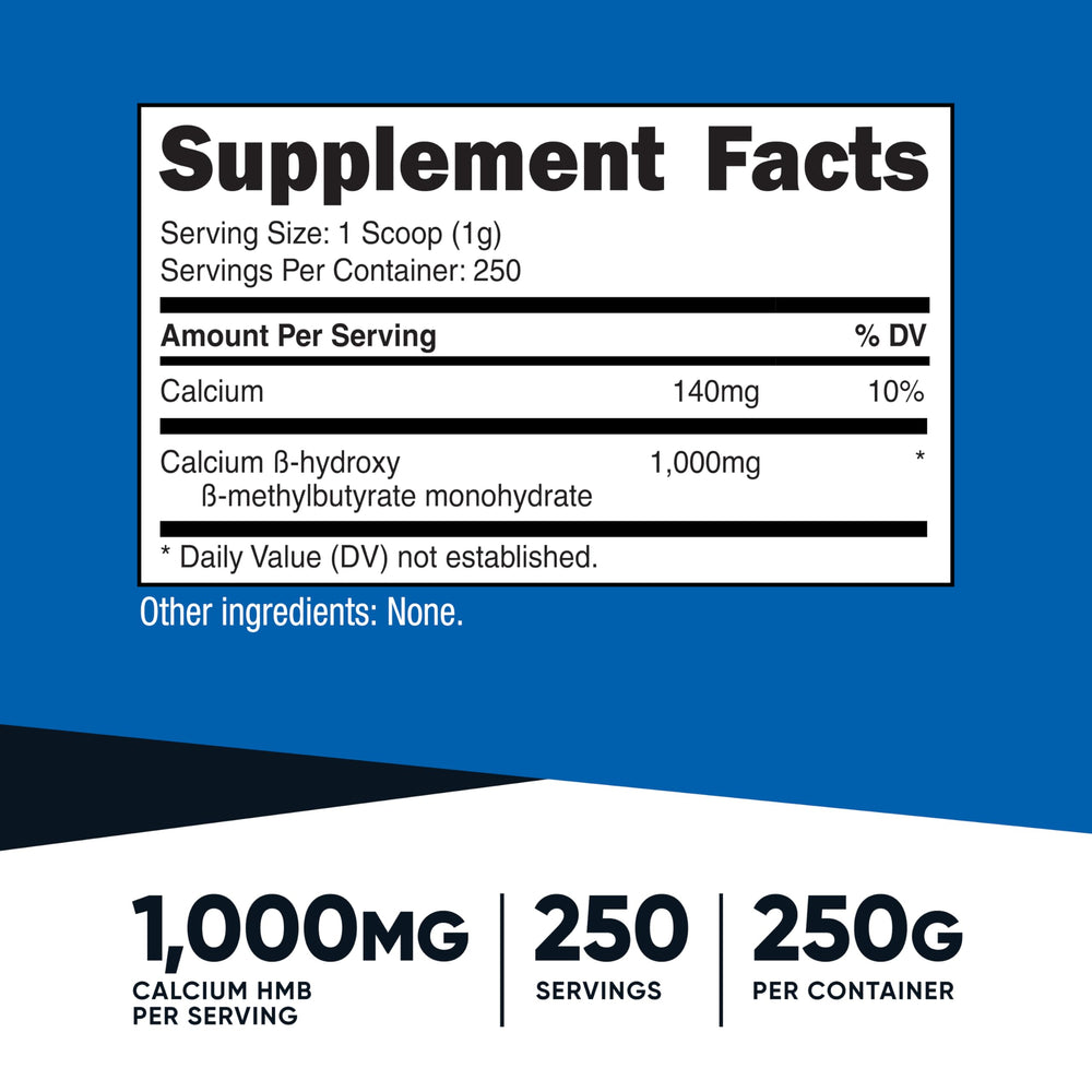 Nutricost scoop with white HMB powder close-up for precise dosing benefit
