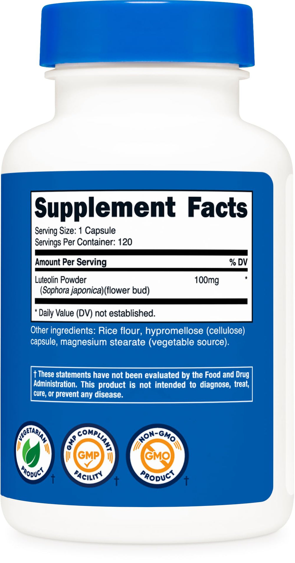 Nutricost luteolin bottle on a kitchen shelf demonstrating everyday use