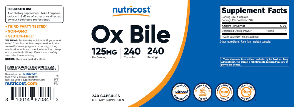 Nutricost capsules next to a plated meal showing digestive support