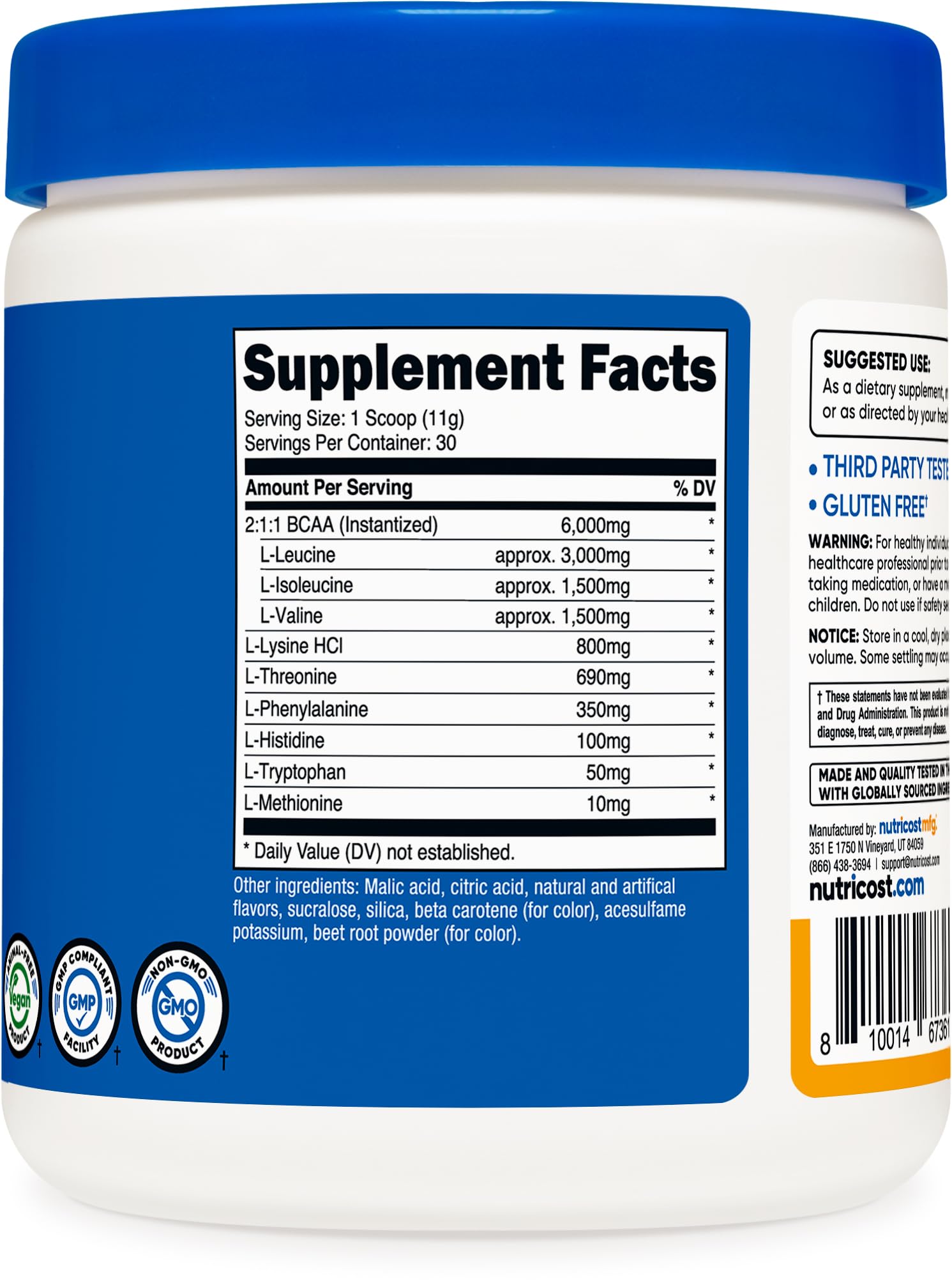 Nutricost scoop with powder showing measured serving for convenient dosing