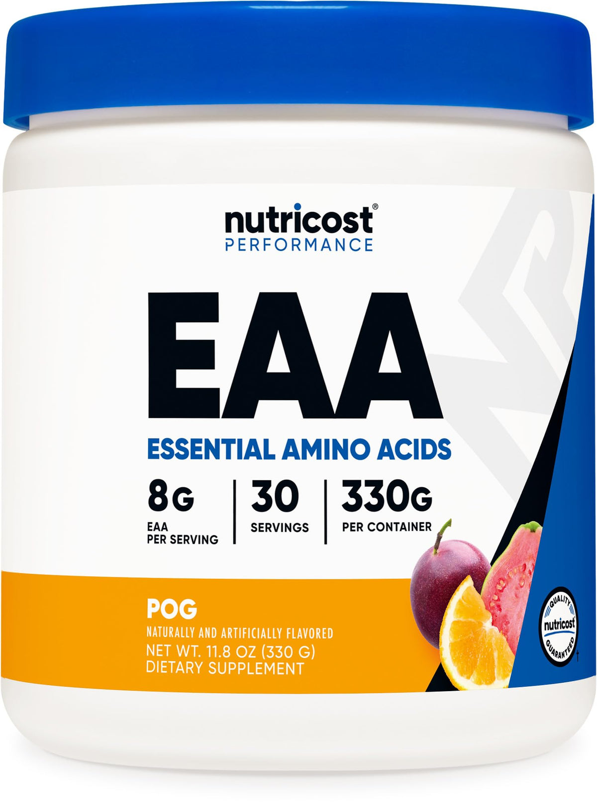 Nutricost POG front packaging showing tub and branding for easy identification and trust