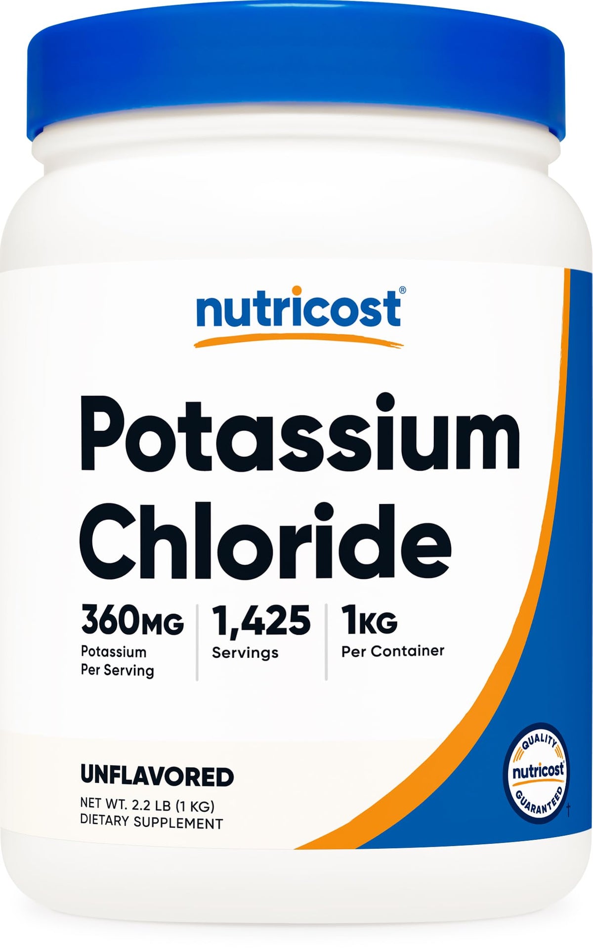 Nutricost front packaging showing 1kg container and clear label for easy identification and storage