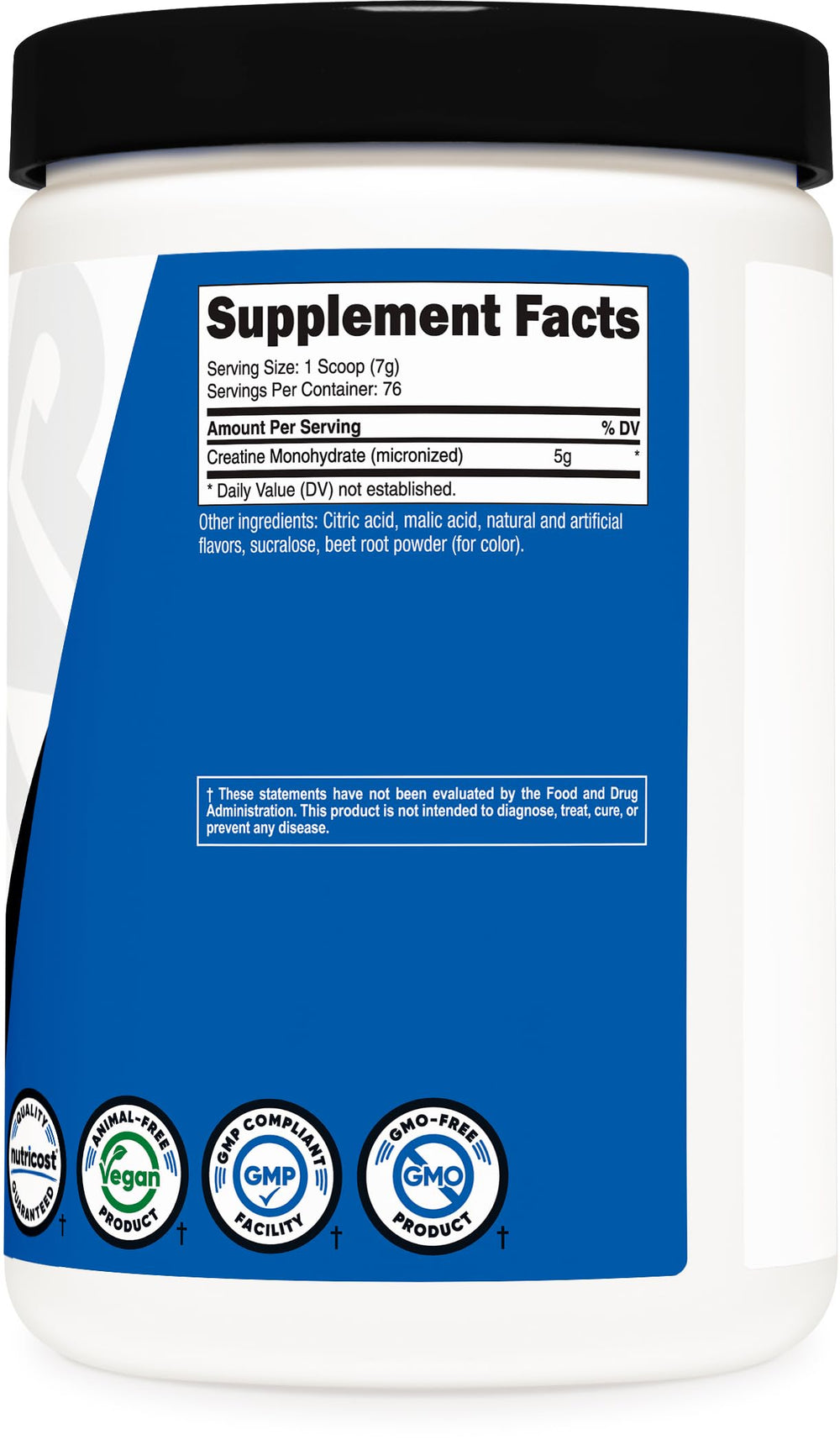Nutricost scoop beside common items to show 1-scoop serving size
