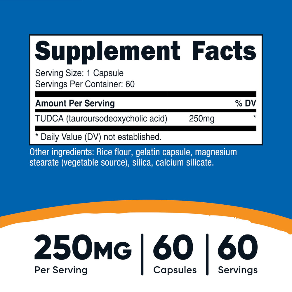 Nutricost Tudca capsule close-up highlighting smooth capsule texture and purity