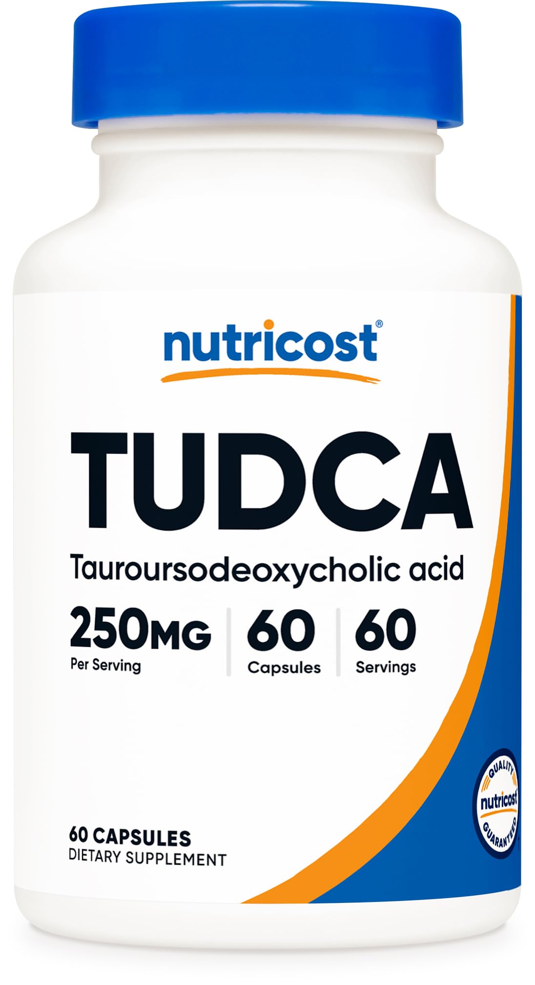 Nutricost front packaging showing Tudca bottle and clear label benefits