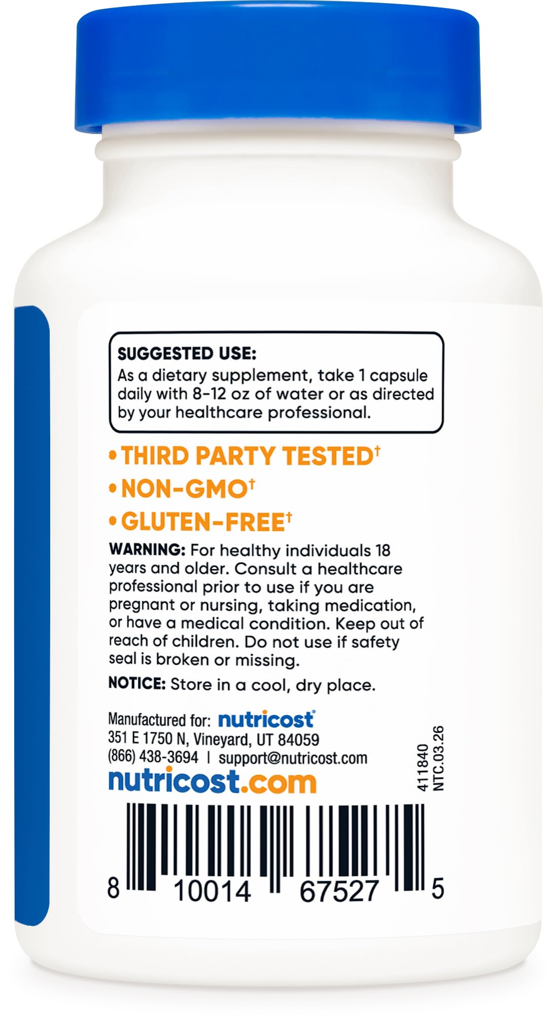 Nutricost Tudca next to a measuring tape showing portable bottle size