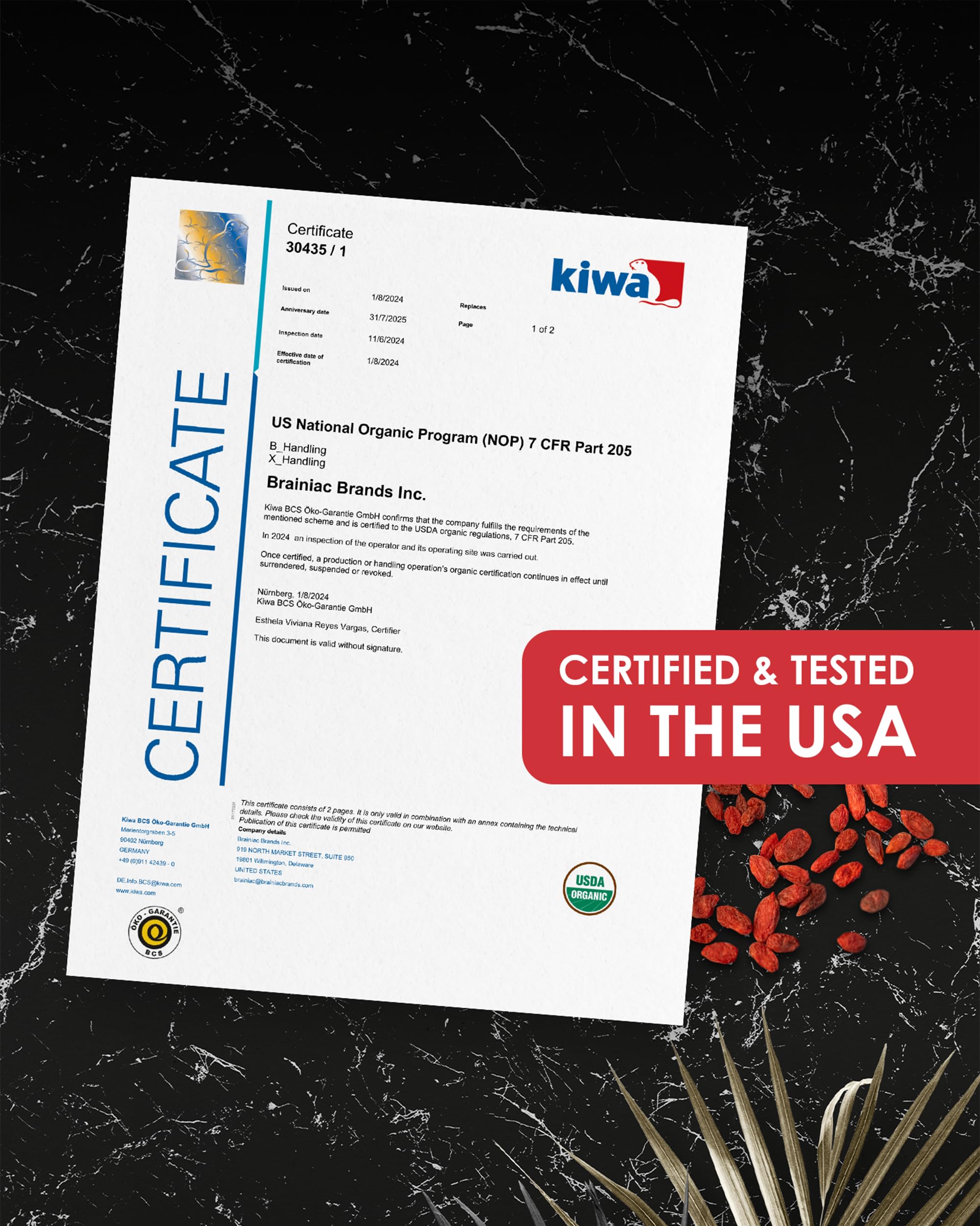 Nutrient Elements label with USDA Organic badge for trusted sourcing