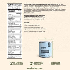 Nutrient Survival open can with fine powder illustrating long shelf life benefit