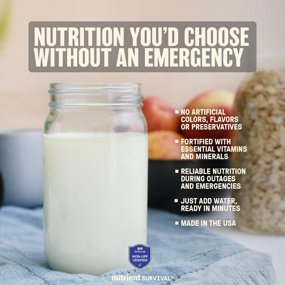 Nutrient Survival reconstituted milk in glass demonstrating creamy taste benefit