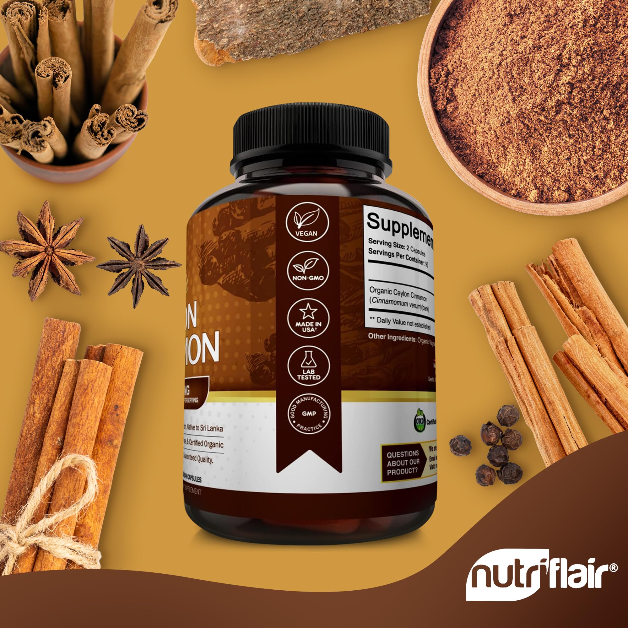 NutriFlair capsules resting in hand to show scale, convenient daily serving size