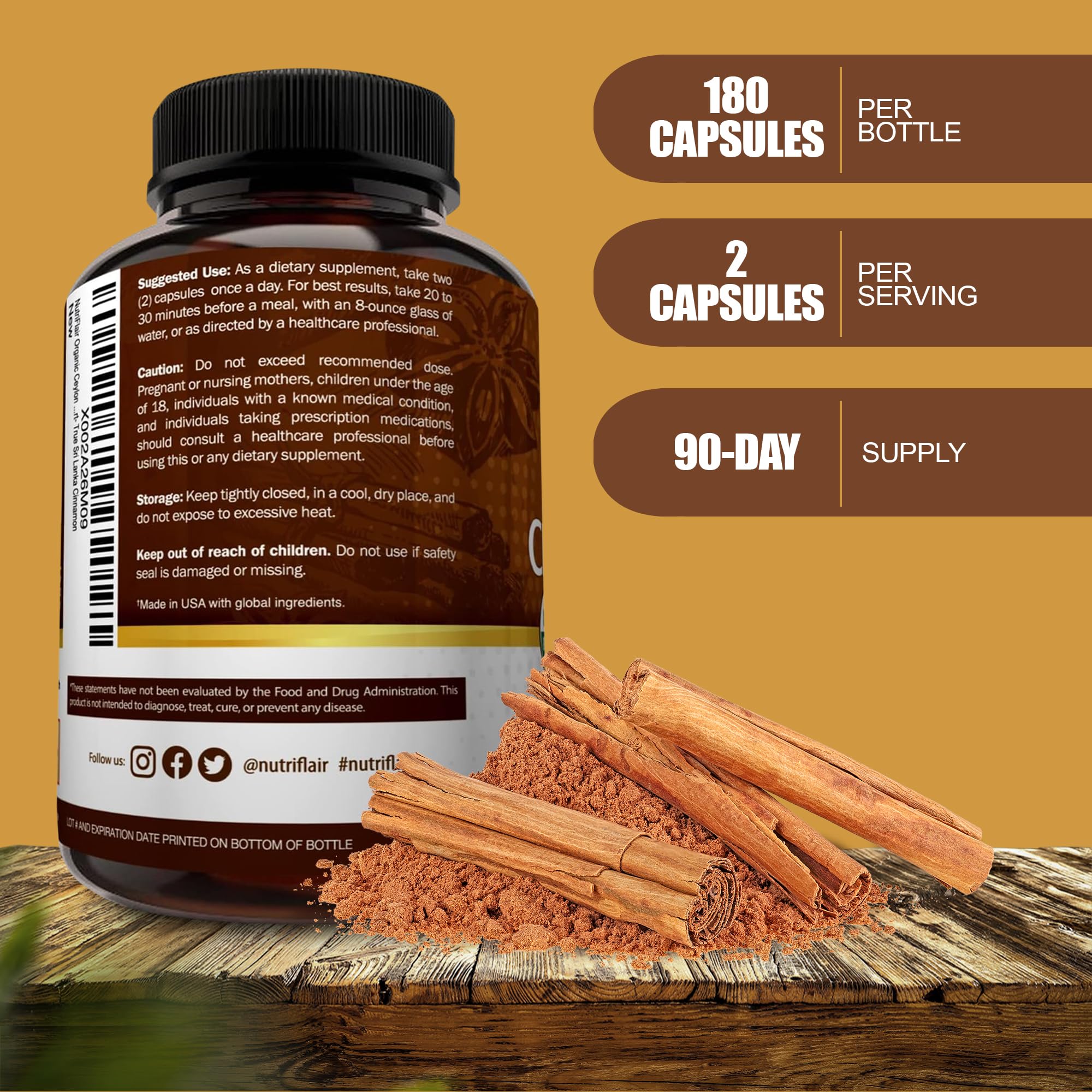 NutriFlair supplement facts label detail, clear dosage and ingredient transparency