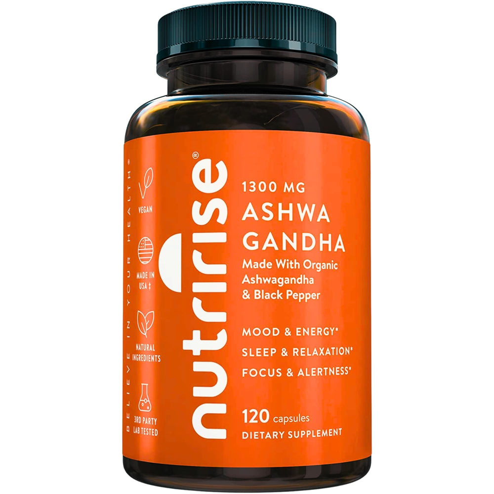 NutriRise front packaging showing 120 capsules and organic branding for clarity