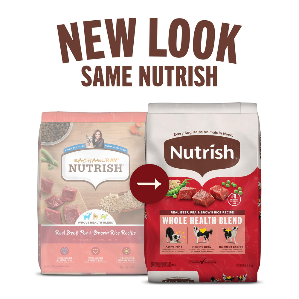 Nutrish ingredient close-up highlighting real beef and peas