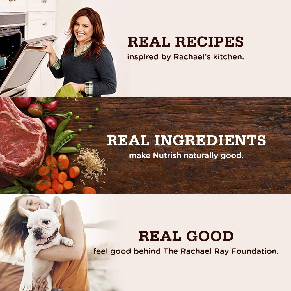 Close-up of Nutrish label ingredients promoting clear protein sources