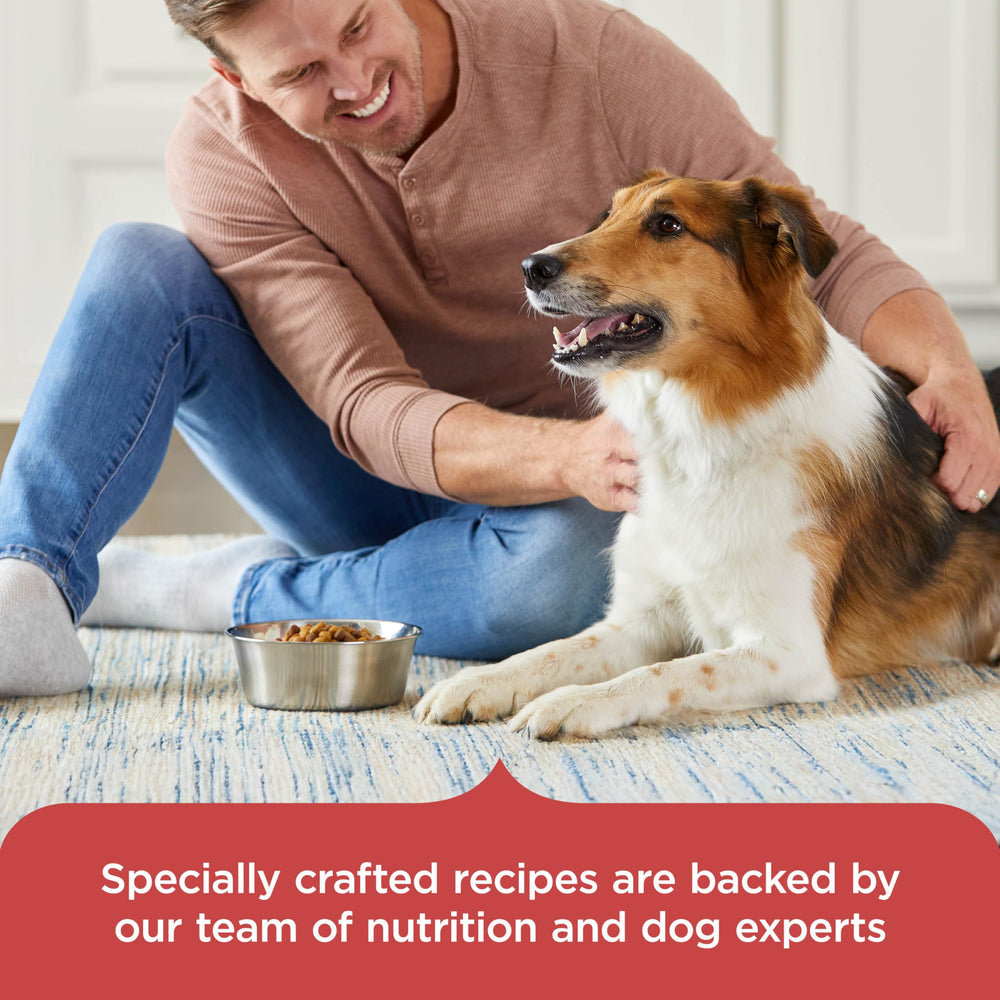 Nutrish feeding chart label close-up benefit: shows portion guidance for owners