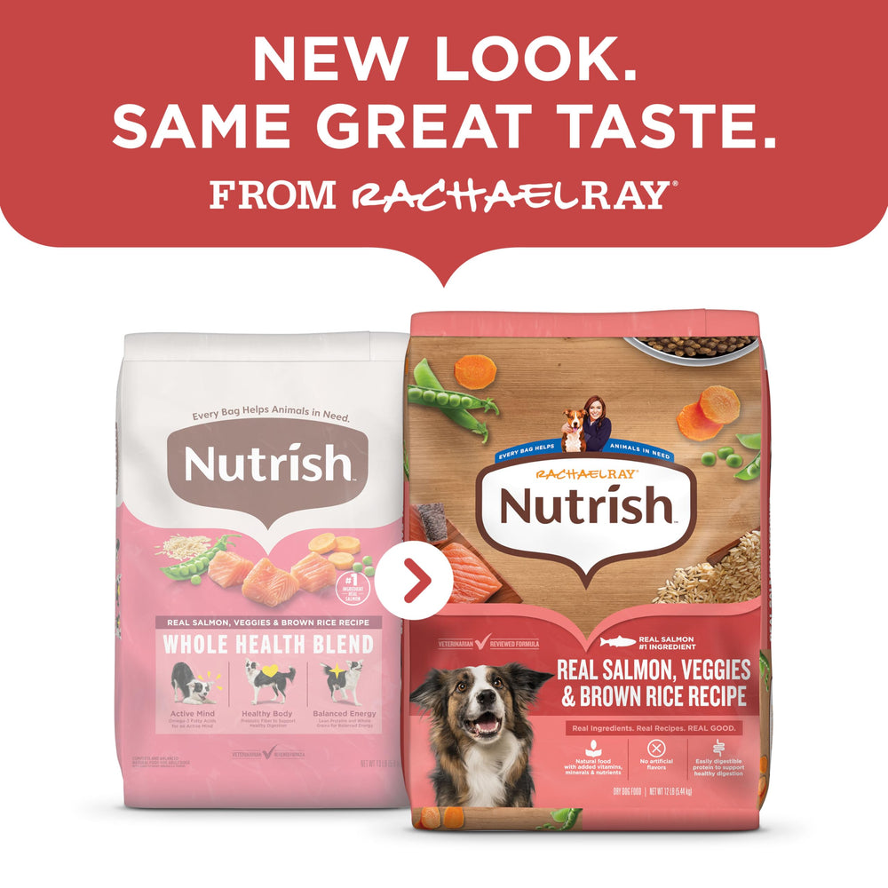 Nutrish kibble close-up texture highlighting salmon-based protein benefit: appetizing crunch