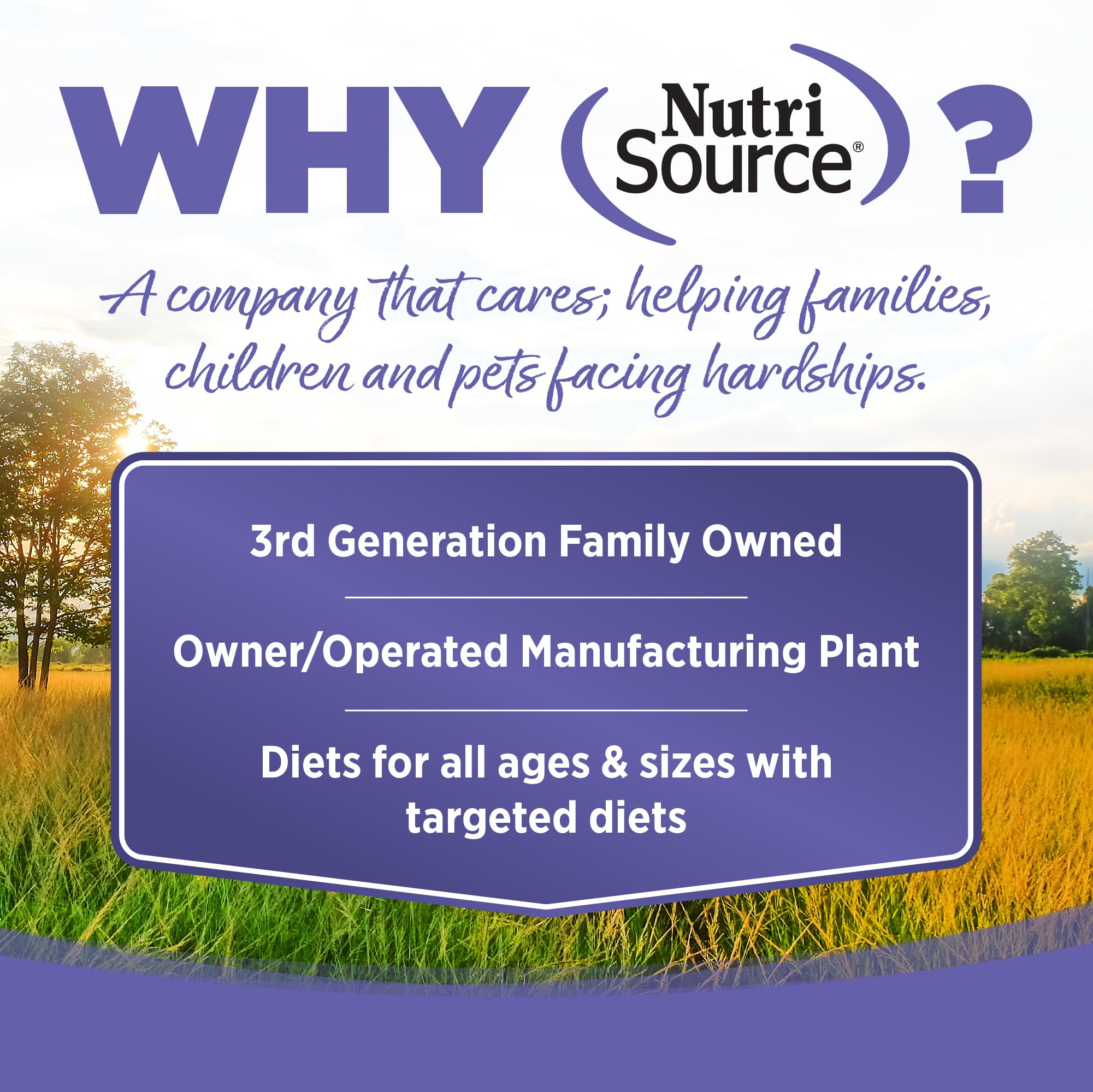NutriSource nutrition label on bag showing key heart and digestive nutrients
