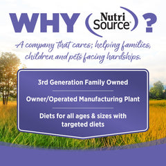 NutriSource nutrition label on bag showing key heart and digestive nutrients