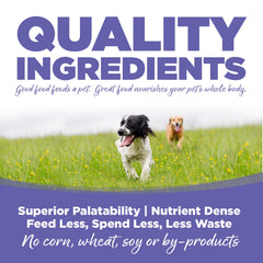 NutriSource puppy eating from bowl demonstrating palatability and energy