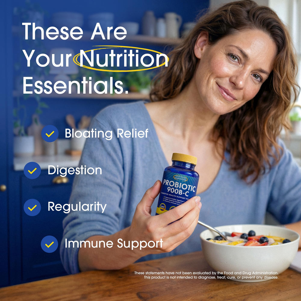 Nutrition Essentials capsule in hand showing size comparison and convenient daily dose