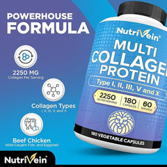 Nutrivein ingredient collage of beef chicken fish eggshell showing diverse sources