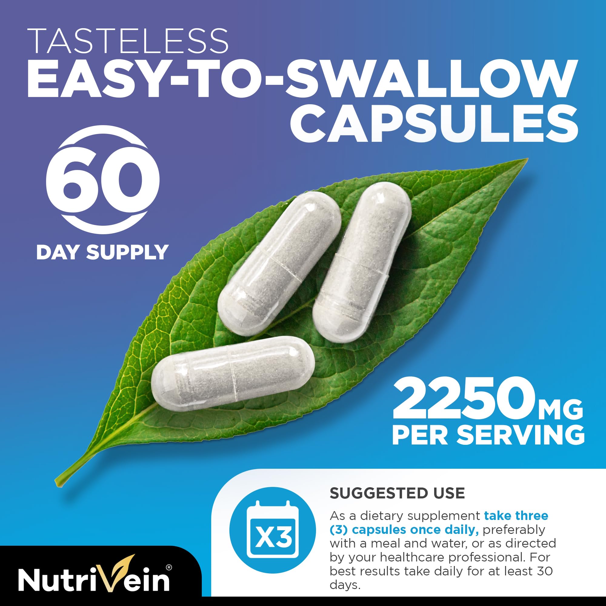 Nutrivein nutrition label close-up showing transparent ingredient facts