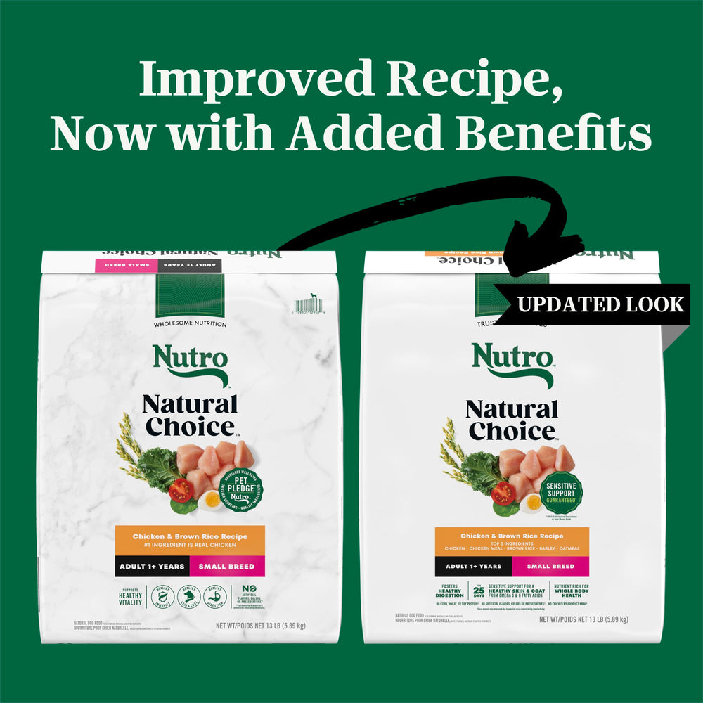 Nutro close-up of small-breed kibble size for easy chewing benefit