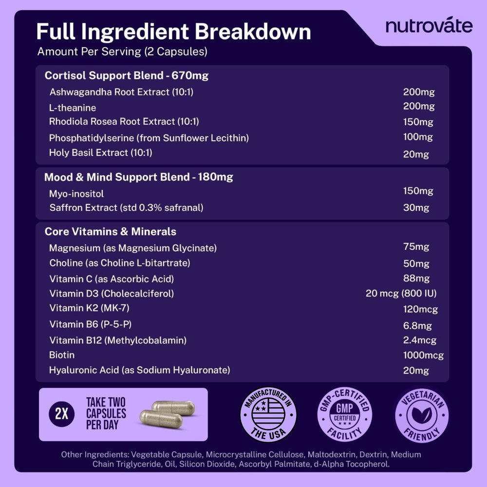 NutroVate capsules on a spoon showing serving size and convenient dosing