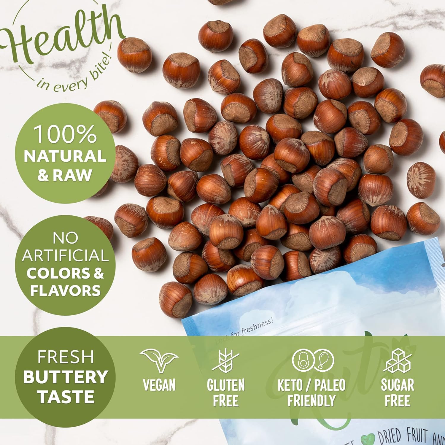 NUTS U.S. bowl of shelled hazelnuts ready to eat, offering crunchy snacking