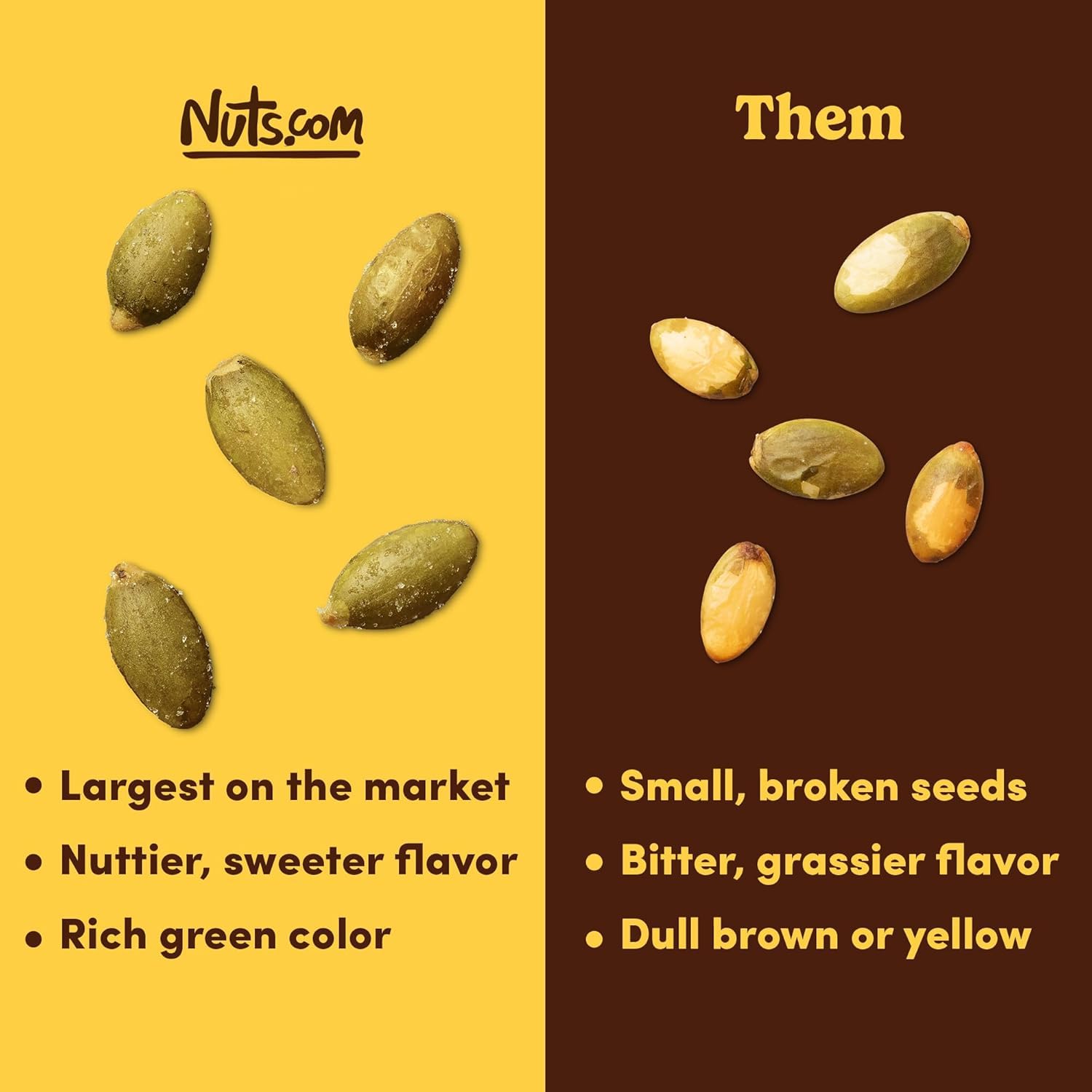 Bowl of Nuts.com roasted pepitas ready to serve for quick protein-rich snacking