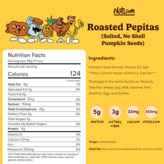 Close-up texture of Nuts.com roasted pepitas highlighting crunchy roasted finish and flavor