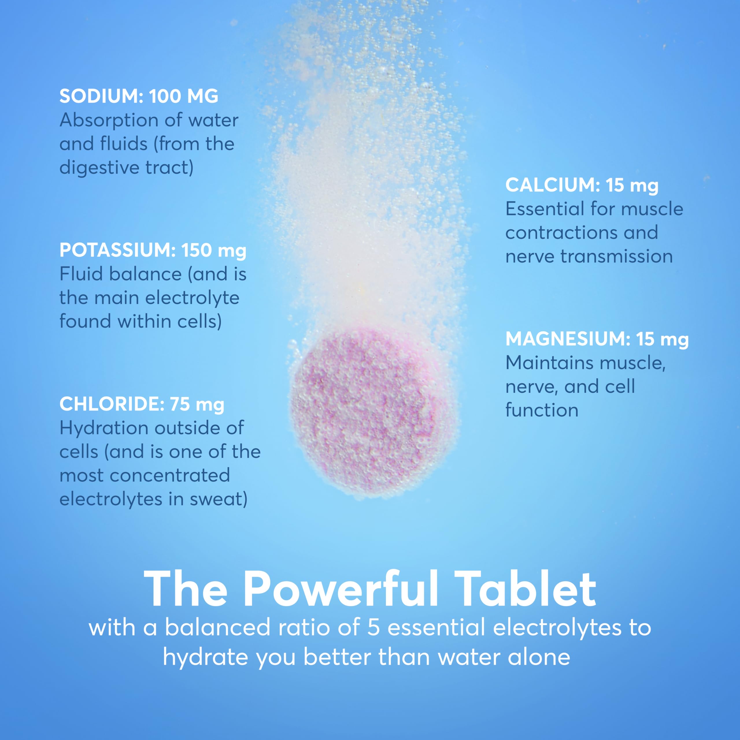 Nuun tablet fizzing in glass illustrating fast mixing and refreshing taste