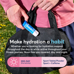 Nuun mixed drink in clear bottle demonstrating light flavor and hydration on the go