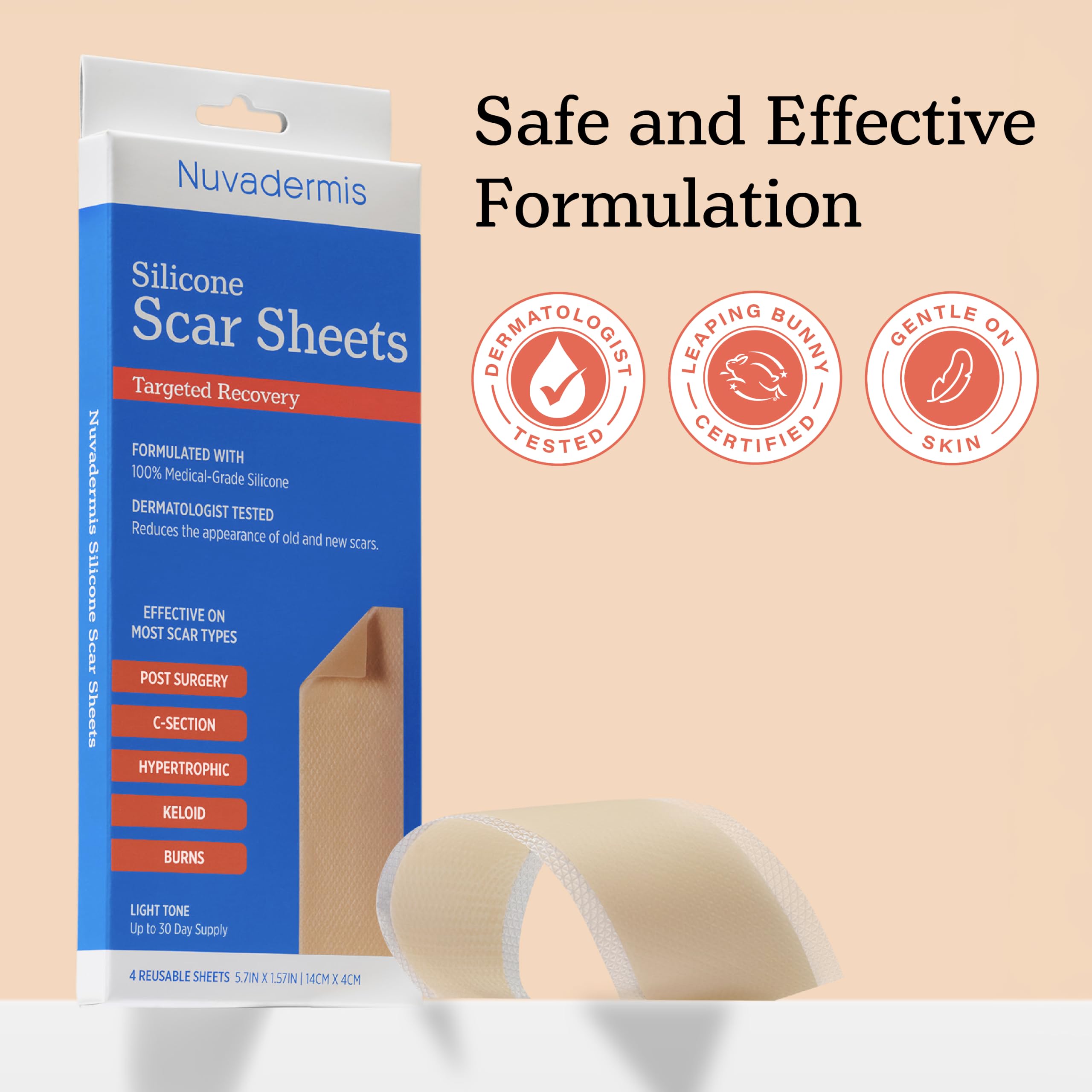 NUVADERMIS trimmed sheet fitted to a small scar for precise coverage