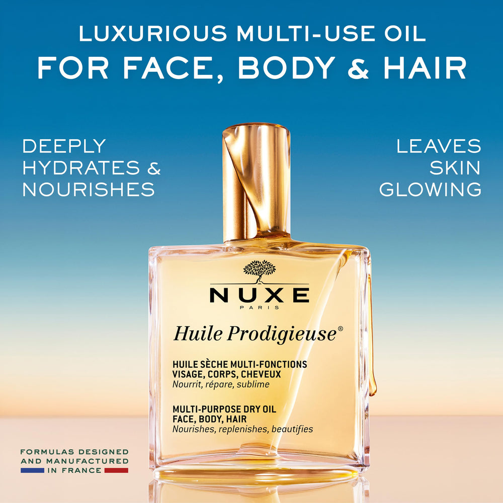 Nuxe bottle with open cap showing dispensing for precise application