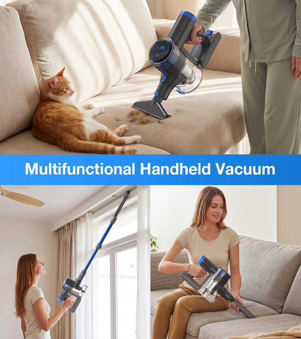 NuYupo wall-mounted charging dock holding the vacuum for space-saving storage