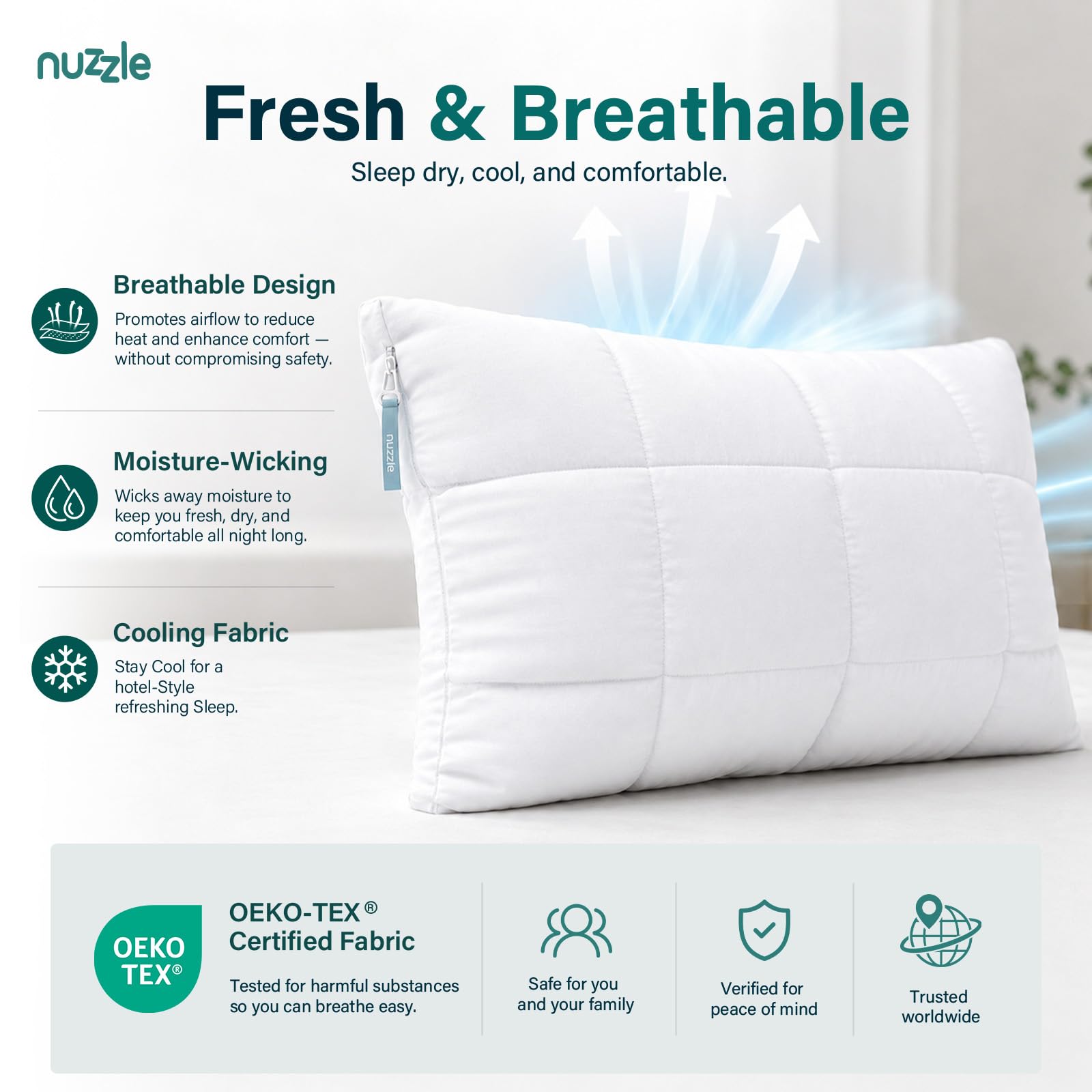Nuzzle on a king bed demonstrating roomy comfort and relaxation benefit