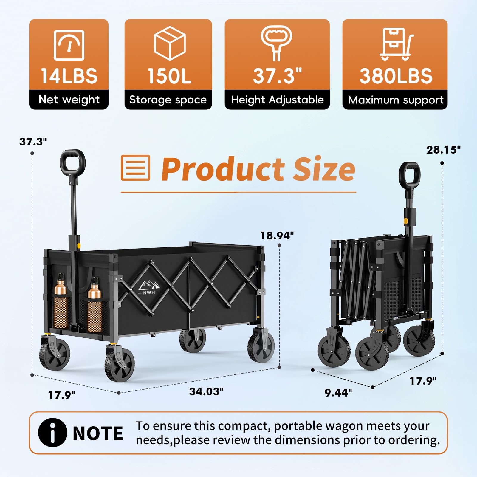 NWH folded compact storage demonstrating trunk-ready convenience