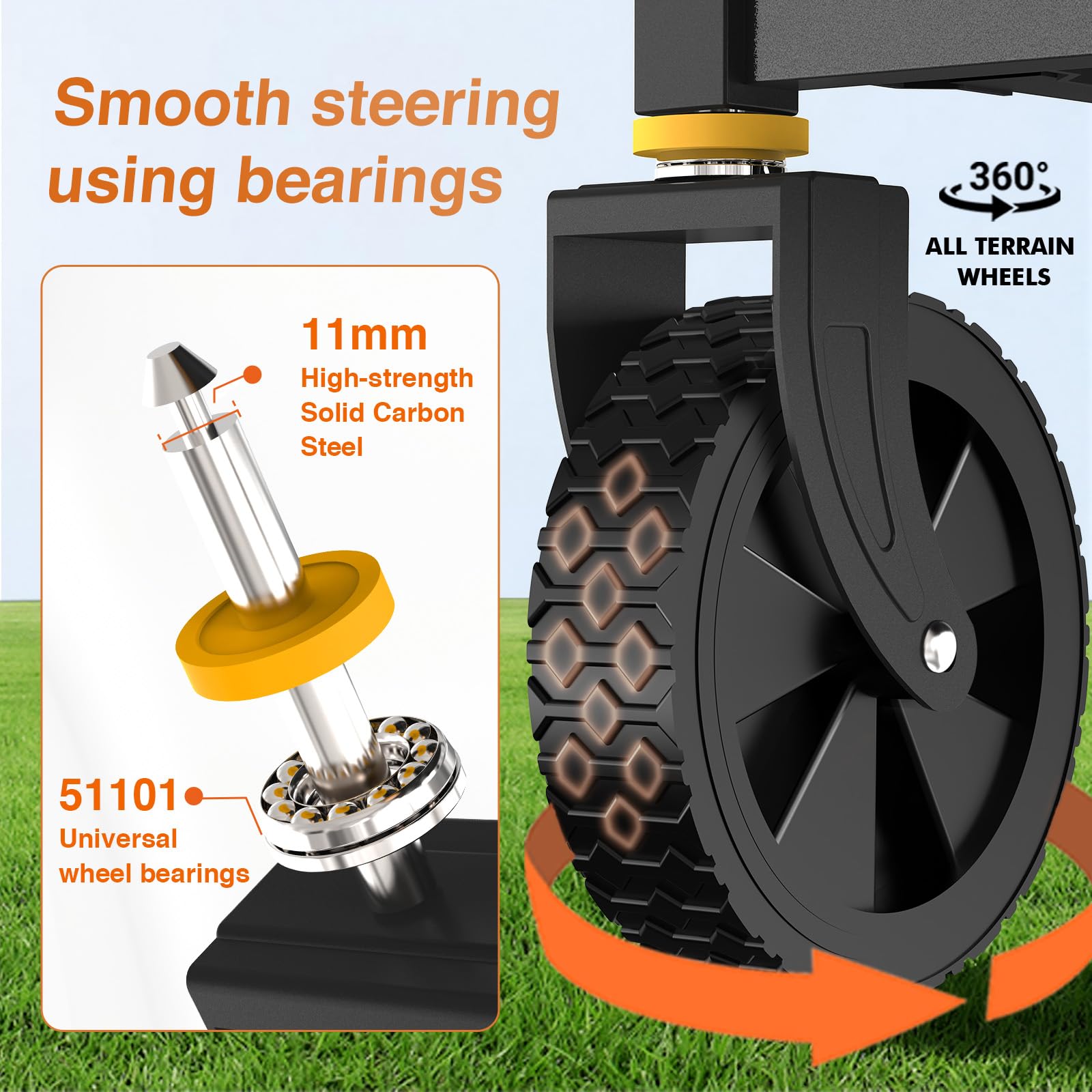 NWH wheel closeup tread showing all-terrain grip and shock absorption
